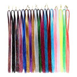 Cabello De Oropel Metálico Brillante Amarillo 120cm