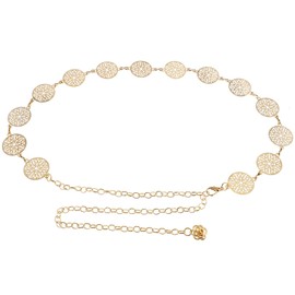VGOL Alloy Chains Waist Belt Rose Chain Belt Decorative Waist Dress Belt Adjustable Waist Chain Belt Clothing Accessories for Women Ladies Girls 60 ~ 105 cm, Gold, gold