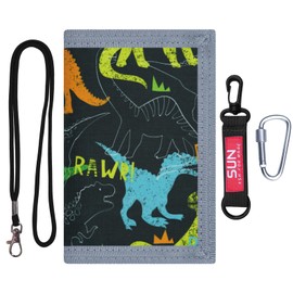 sundee Kids Wallets for Boys Girls - Kids Trifold Wallet Ages 3-16,Toddler Wallet with Zippered Coin Pocket and 4 Card Holders, Birthday Gifts for Children Dinosaur A