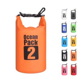 MORAINJAY 2L Orange Dry Bags, Waterproof Bag with D Ring Carabiner(No Shoulder Strap),Large/Small Capacity 2L 5L 10L 15L 20L 30L Dry Sack for Outdoor Camping,Rafting,Swimming,Boating,Surfing