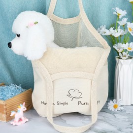 PROUSKY Canvas Tote Bag, Plain Tote Reusable Shopping Bags, Natural Cotton Shopping Tote Bags Ideal for Printing and Embroidery 38x35x25cm