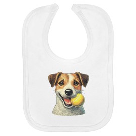 Azeeda 'Jack Russell With Tennis Ball' Soft Cotton Baby Bib (BI00062433)
