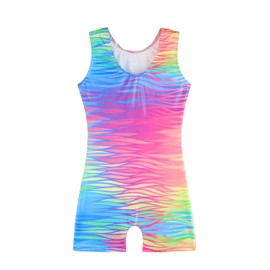 HOZIY Leotards with Shorts for Girls Gymnastics Size 7-8 Years Dance Little Girl Kids Toddlers Biketard Unitard Tumbling Outfits Sparkly Colorful Multicolor Zebra Animal Print