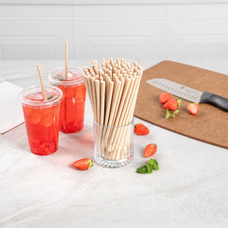 Restaurantware-Basic Nature 7.8 Inch Bendable Paper Straws, 100 Count Sustainable