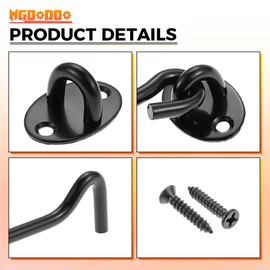 Mgoodoo 12 Inch-300mm Cabin Hook and Eye Latch Lock Shed Gate Door Catch Silent Holder Stainless Steel Black 2Pcs