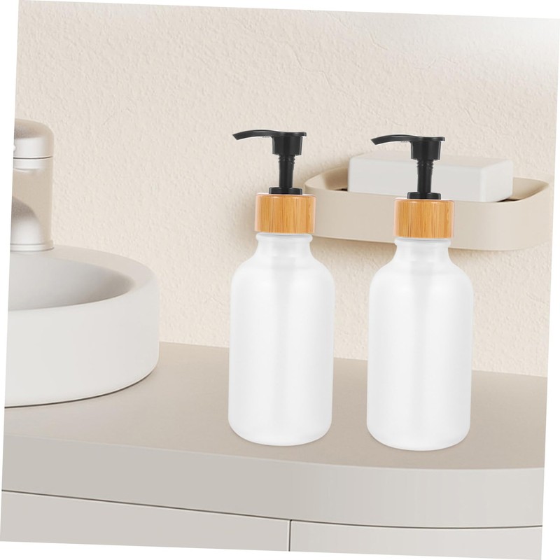 SAFIGLE 2pcs Refillable Shampoo Dispenser Bottles Durable Lotion Pump for