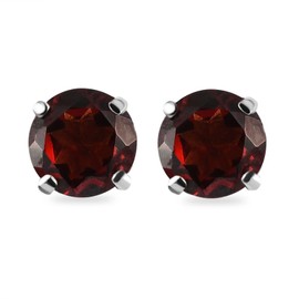 TJC Garnet Stud Earrings for Women in Platinum Plated 925 Sterling Silver for Girlfriend/Wife/Mother January Birthstone