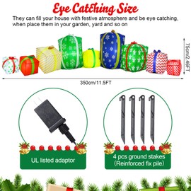 Liliful 11.5 ft Giant Christmas Inflatable Outdoor Decorations Gift Boxes Blow Yard Decorations with LED Light Large Inflatable for Holiday Party Lawn Garden Winter Decorations