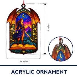 Book Ornament - acotar Gifts for Women - Book Ornaments for Christmas Tree - velaris - Acotar Merch - Xmas Ornament 2025 - Suncatcher Effect Stained Glass Window Hanging - car Hanging