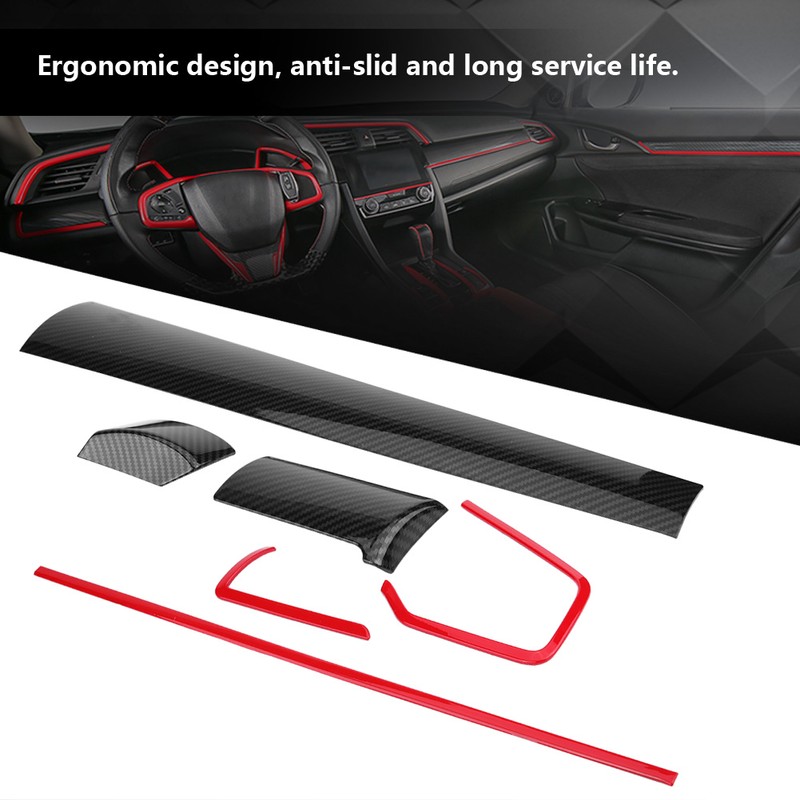 6Pcs Car Console Center Dashboard Cover Trim Decorative Stickers for