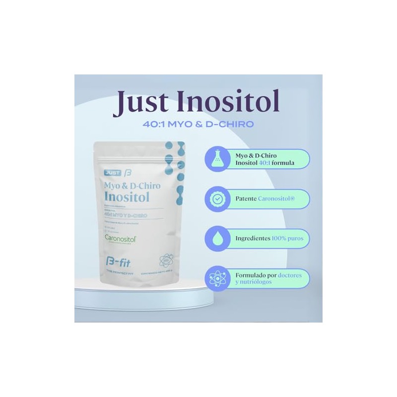 Fit Just Inositol Myo Chiro Fórmula Suministro Más Meses 120