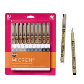 SAKURA Pigma Micron Fineliner Pens - Archival Black and Gray Ink Pens - Pens for Writing, Drawing, or Journaling - Assorted Point Sizes - 1 count Pack of 10