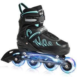 ECOO Inline Skates for Girls and Boys Ages 5-8 8-12 Light up Wheels, Adjustable Size Roller Skates Blades Kids Adult Women Outdoor