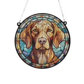 Image Industry Vizsla Stained Glass Effect Suncatcher - Garden Gift - Dog Gift - Pet Memorial (19cm)
