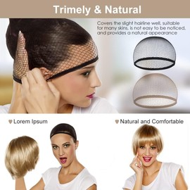 Cubierta para Pelucas, 4 Pcs Gorra de Red Transpirable y Elástica para Pelucas, Gorra de Peluca Ligera, Ligera y Natural, Lavable y Reutilizable, para Uso Diario, Halloween, Cosplay (B)