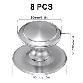 Xelsluthe 8 Pack Self-Adhesive Cabinet Knobs, No-Drill Stainless Steel Stick On Handles, Peel and Stick Drawer Pulls for Kitchen Cabinets, Dressers, Windows, Closets, Refrigerators, Silver