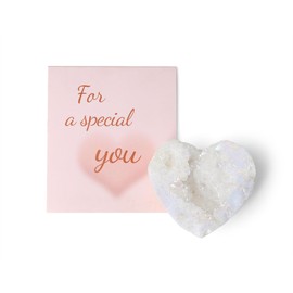 YATOJUZI Angel Aura Quartz Crystals Geode 1.96”-2.36" Heart Crystal Cluster Geodes Rocks Gemstones Crystals and Healing Stones Titanium Coated Geode Reiki Energy Protection Crystal Gifts for Women