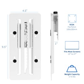 VIVO Adaptador VESA de Altura Ajustable para Monitor Individual de 13 a 27 Pulgadas, Kit de Soporte de Accesorios para visualización Individual, Blanco, STAND-VAD3W