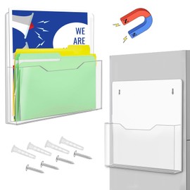 ZHIDIAN Magnetic File Holder - 2Pack Large Clear Acrylic Wall File Folder Organizer, Hanging File Folder for Wall, Magnetic Magazine Holder for Office File Cabinet, Fridge, Whiteboard