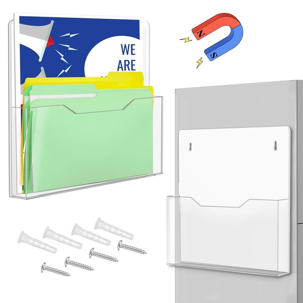 ZHIDIAN Magnetic File Holder - 2Pack Large Clear Acrylic Wall
