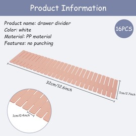 HOTUT Drawer Dividers Adjustable Drawer Storage Organizer, 16 PCS Grid Drawer Dividers, DIY Plastic Closet Separator for Clutter Kitchen Cutlery Dresser Makeup Tools Socks Office Desk Bedroom, Pink