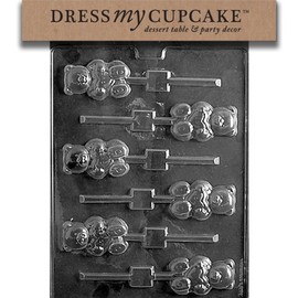 Dress My Cupcake Chocolate Candy Mold, Teddy Bear with Heart Lollipop, Valentine's Day