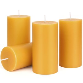 Pure Beeswax Candles, Large Candles Beeswax Pillar Candles Set of 4-140 Hour Burn Time, Wedding Candles or Large Candles for Home Interior(4 Pack)