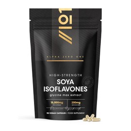 SOYA Isoflavones Extract 15,000mg – High Strength 40% Isoflavones – 90 Vegan Capsules – High Strength Glycine Max Extract –3 Months Supply – By Alpha01