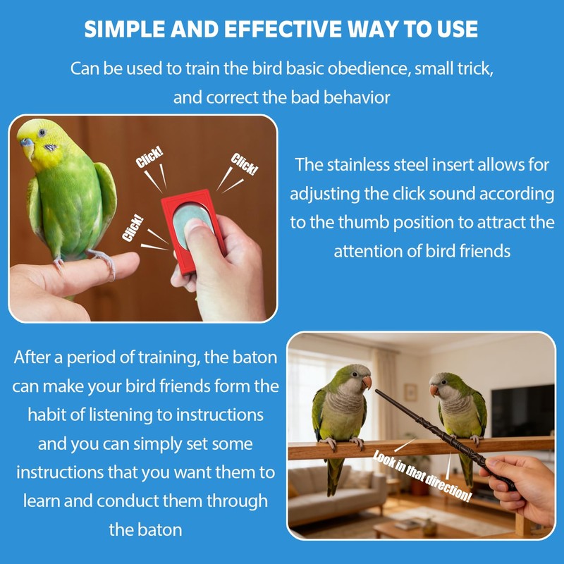 NICERINC PET Parrot Training Clicker with Target Stick, Getting Started