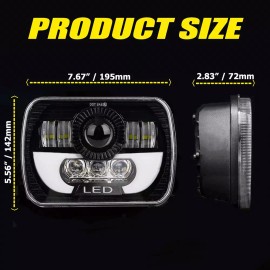 Unbranded Fit for Ford F150 Bronco 1978-1986 Pair 7x6" Square LED Headlights Turn Signal