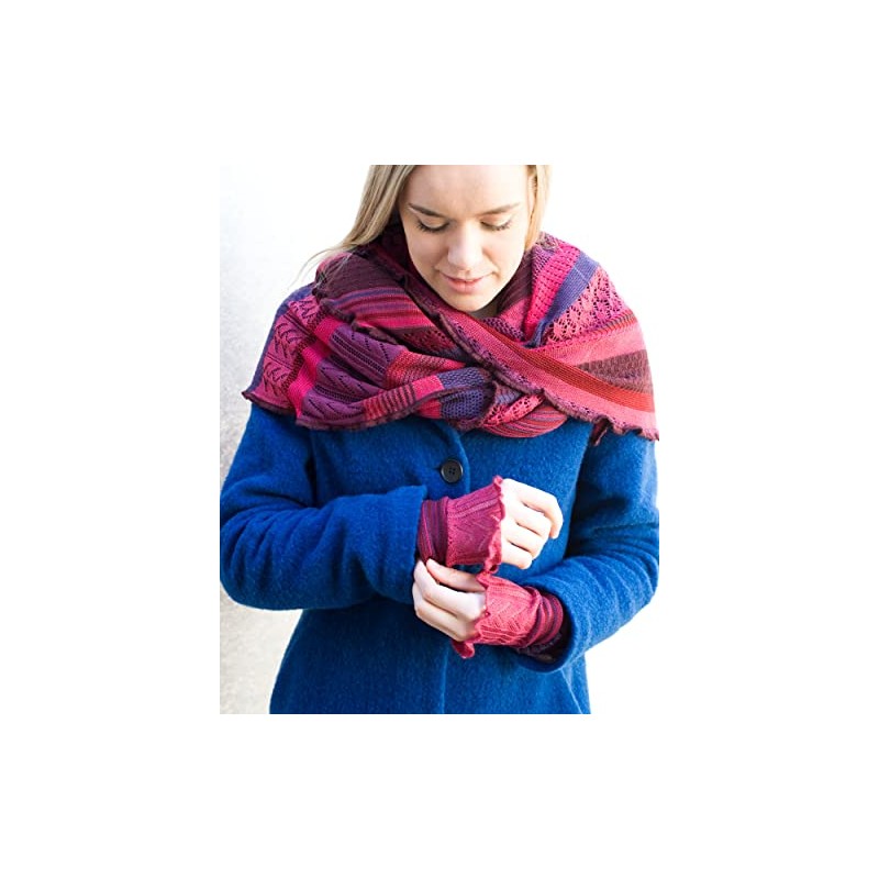 invero, Merino Arm Warmers Ruby Multicoloured, 100% Wool, berry