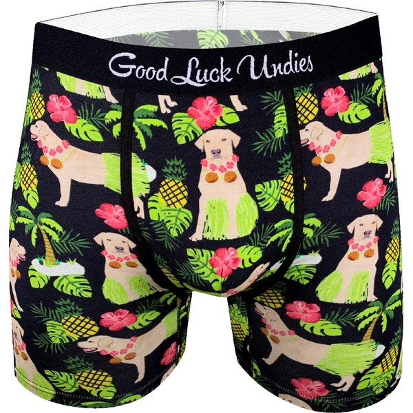 Good Luck Undies Men's Hula Labrador Retriever Boxer Brief Underwear, Medium