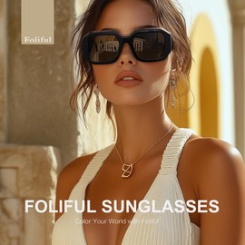 Foliful Oversized Polarized Sunglasses Womens Trendy Square Sunglasses for Women Large Frame Sun Glasses UV400 Protection Shades, Tortoise Blue/Gradient Grey Lens