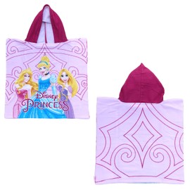 CARTOON Poncho Mare Micro Cotton Bathrobe Beach Swimming Pool 50 x 100 cm Princess One Size, Princesses