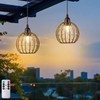 TWINKVILLA Hanging Pendant Lights, Battery Operated Outdoor Chandelier with Warm