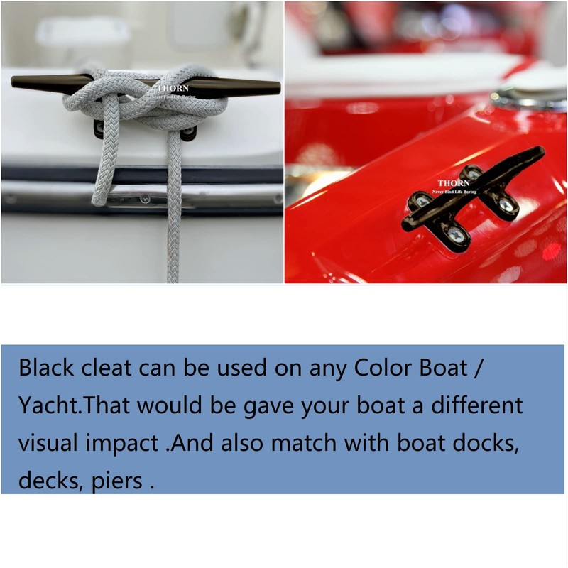 Thorn Boat Black Cleat Dock Marine 316 Stainless Steel Open