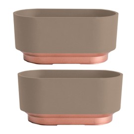 The HC Companies 5.5 Inch Sorrento Succulent Pot - Lightweight Indoor Plastic Succulent Planter with Drainage, Artisan Taupe (Pack of 2)