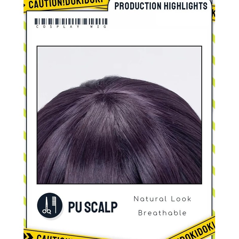 KIRA KIRA Anime Cosplay Wig Women 35cm Deep Purple Ponytail