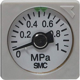 SMC GC3-10AS 0.05 MPA Scale Graduation, 0-1 MPA Scale, 27 MM Outside Diameter, Back Entry, Pneumatic Pressure Gauge