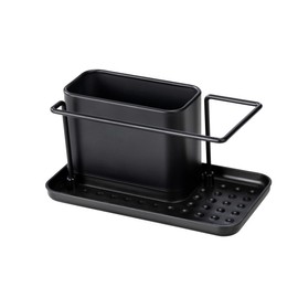 WENKO Orio Sink Organiser, High-Quality Sink Organiser Made of Stainless Steel, Sink Caddy with Lots of Storage Space for Dishwashing Liquid, Dishcloth, Sponge, 20.80 x 11.60 x 12.80 cm, Matte Silver