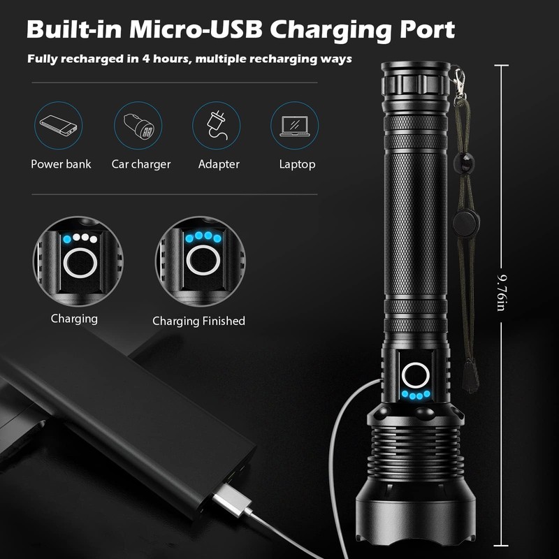 Rechargeable Flashlights 90,000 Lumens, Super Bright LED Flashlight High Lumens