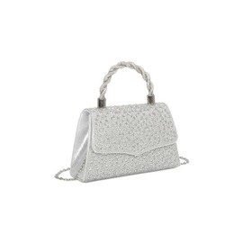 Women's Elegant Evening Clutch Bag Sparkling Glitter Crystal Wedding Prom Handbag -SILVER