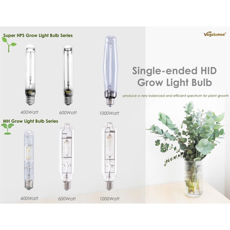 Vegelumax 1000Watt Hydroponic High Pressure Sodium HPS Grow Light Bulb