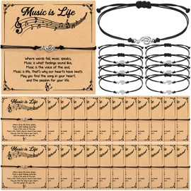 Tondiamo 24 Sets Music Note Bracelets with Music Greeting Cards Christmas Gifts for Music Lovers Music Charm Bracelets Musical Accessories for Music Stuff Music Lover Jewelry Gifts Music Party Favors