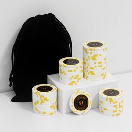 Nmroim 13.5 Grams Clay Playing Cards Texas Hold'em Casino Chips Professional Gaming Experience with an Attractive Storage Bag for Poker Parties, 50 Pieces