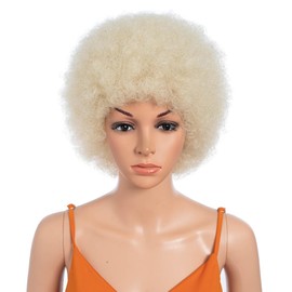 10 Inch Women's Short Afro Kinky Curly Hair Black Wigs for Black Women Afro Wig Large Bouncy and Soft Natural Looking Premium Synthetic Hair Wigs for Women 150% Density 613#