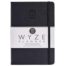 Wyze Planner - Goal Setting Planner to Increase Productivity and Achieve Personal and Business Goals. 6 Month Undated Daily, Weekly and Monthly Journal Organizer with Calendar (Black)