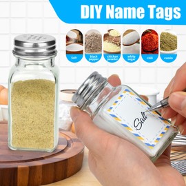 Salt and Pepper Shakers Set of 4, Glass Spice Shaker with Blank Stickers, Saleros para Cocina Elegantes