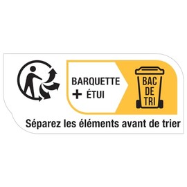 Info-tri Label Sticker - Packaging Tray Box with Bag Case - Sheet of 66 Stickers H1.9 x L4.3 cm