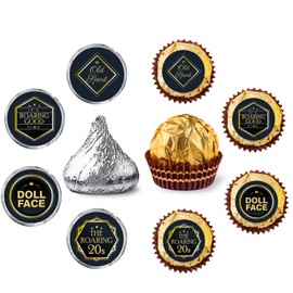 Roaring 20s Round Candy Sticker - Gatsby 1920s Vintage Jazz Flapper Party Wedding or Birthday Party Favors Sticker Labels Fit Chocolate Candy（120 Pieces）